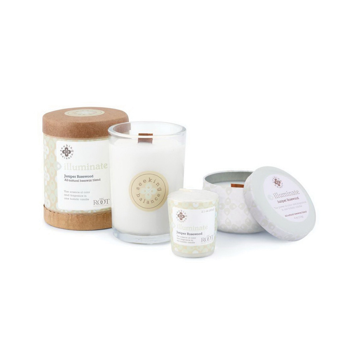 Root Seeking Balance Spa 9941227 Candle, 6.5 oz Candle, Juniper Rosewood Fragrance, 65 hr Burning, White Candle - 2