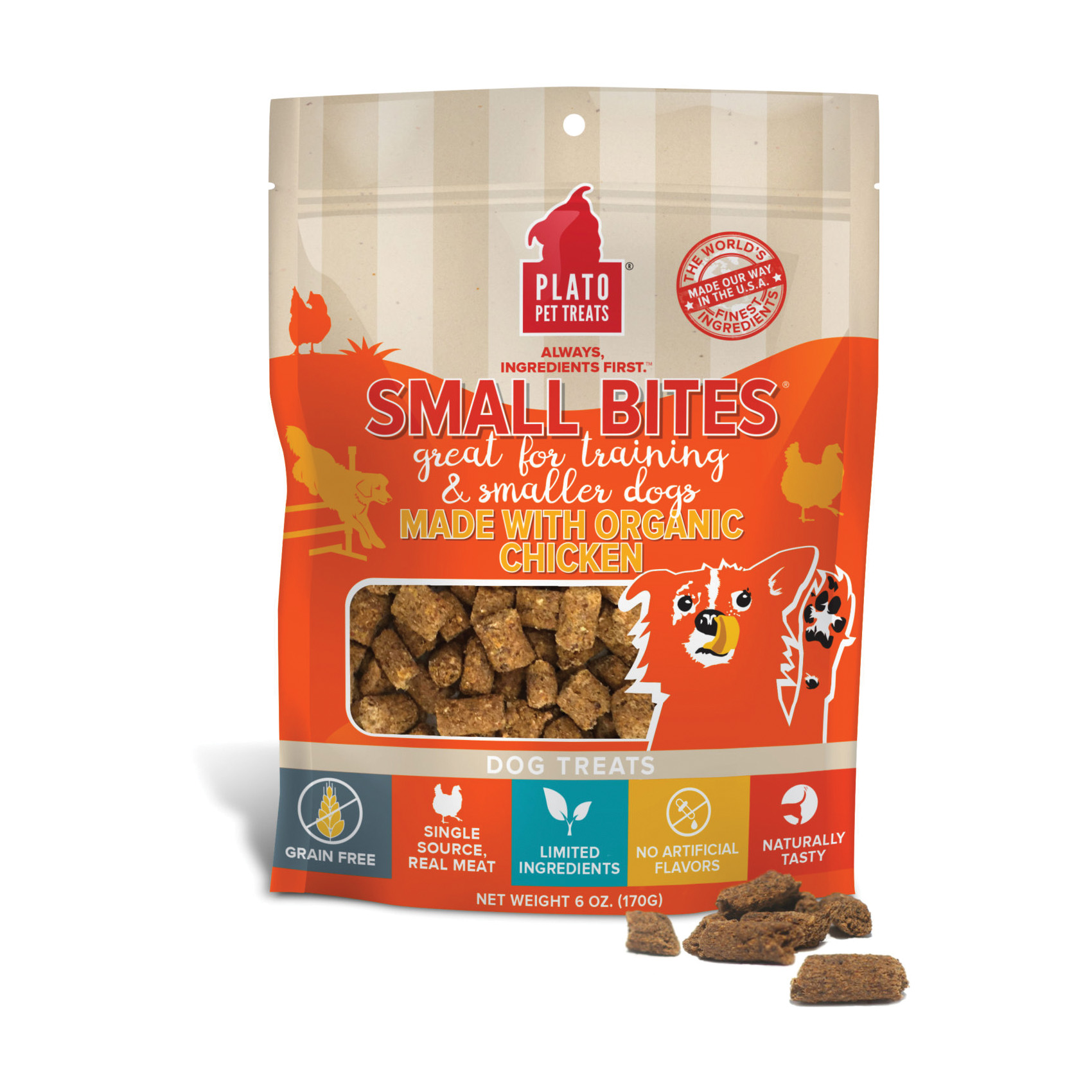Plato Pet Treats 4001717 Dog Treat, S, Chicken, 4 oz - 3
