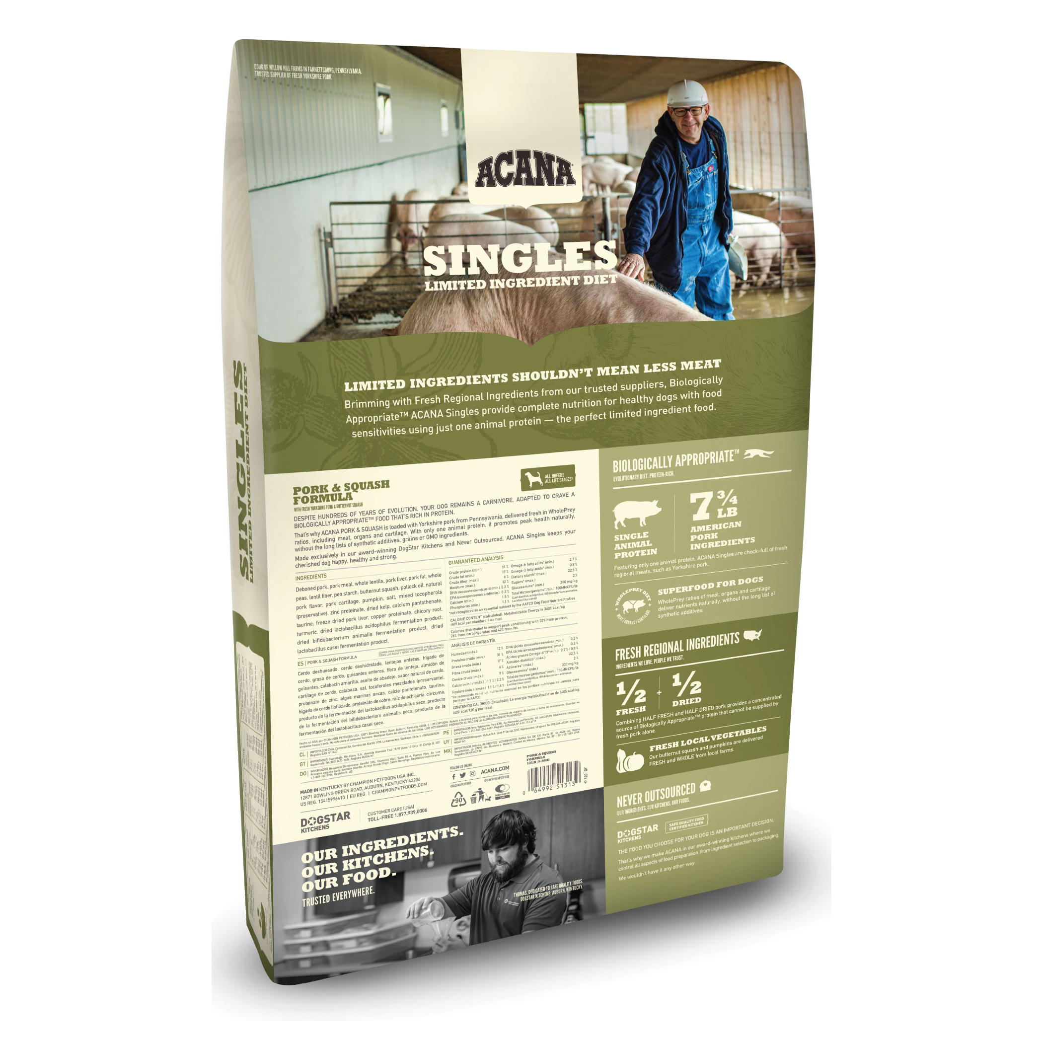 Acana DAC3354-4.5 Dog Food, Dry, Butternut Squash, Pork, 4.5 lb - 2