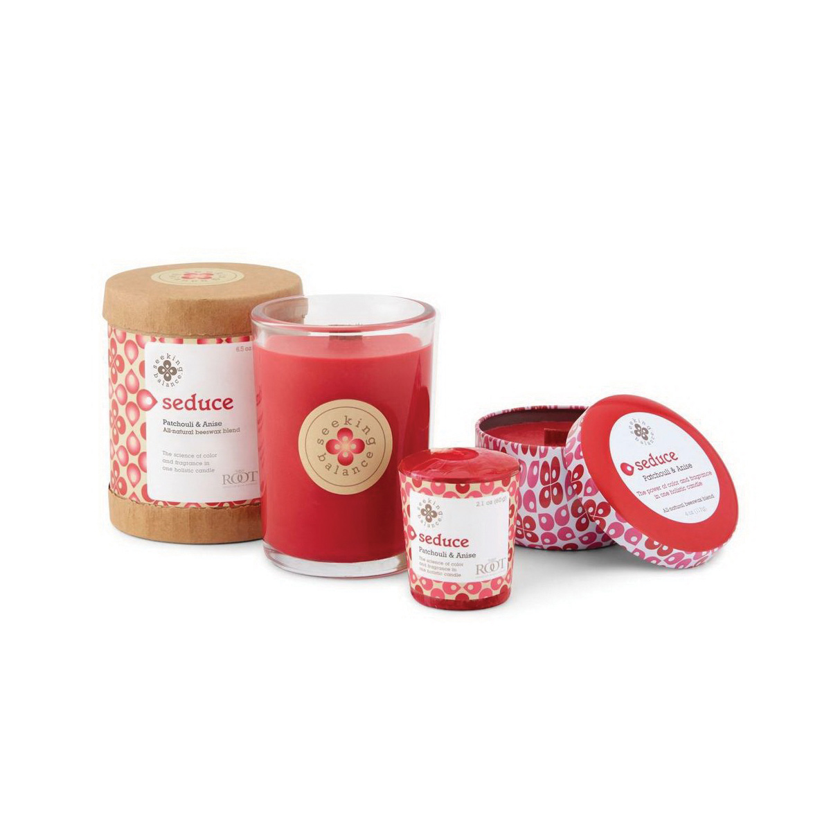 Root Seeking Balance Spa 9941282 Candle, 6.5 oz Candle, Anise, Patchouli Fragrance, 65 hr Burning, Red Candle - 2