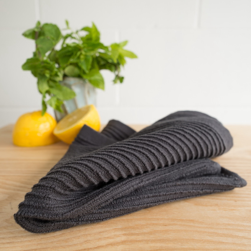 Now Designs by Danica 196500 Ripple Dish Cloth, 13 in L, 13 in W, Terry Cotton, Black - 3