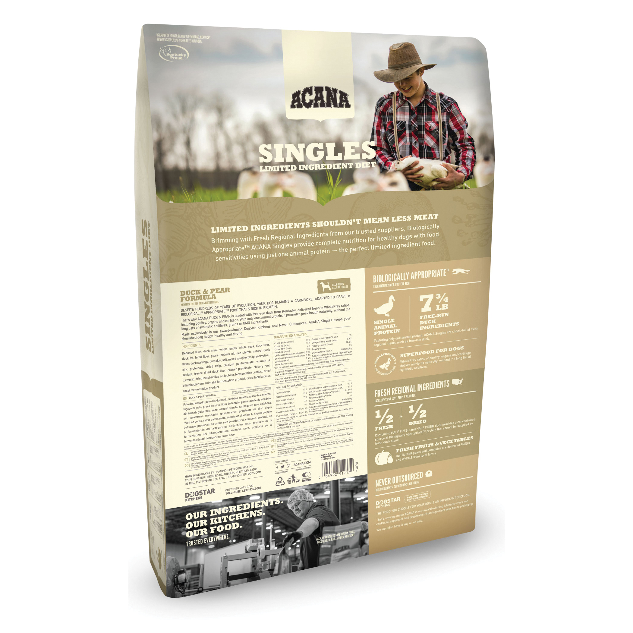 Acana DAC3355-4.5 Dog Food, Dry, Duck, Pear, 4.5 lb - 2