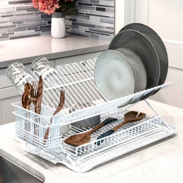 Better Houseware 1431 Cutlery Holder, 7-3/4 in W, 2-3/4 in D, Steel, White - 3