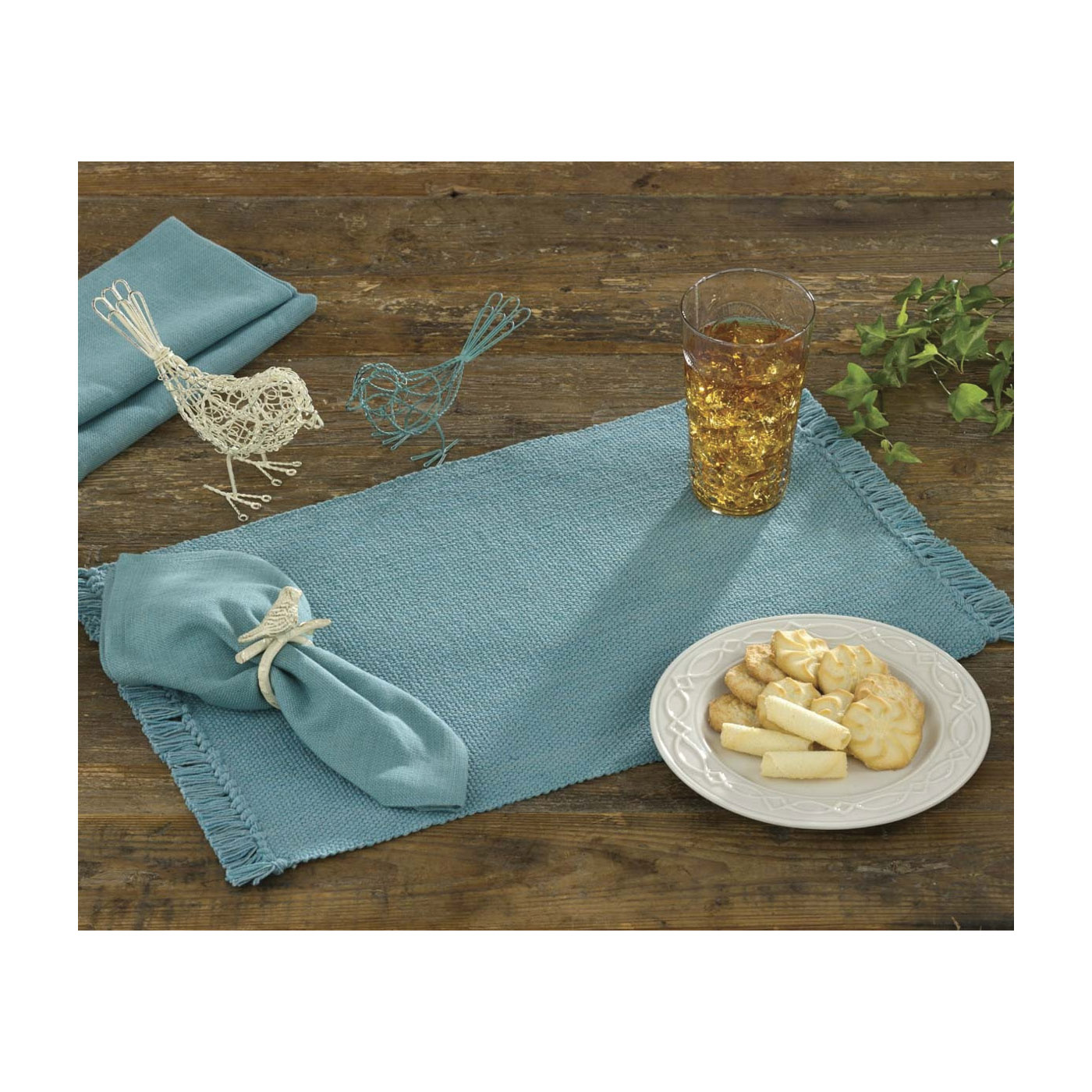 Park Designs 111-01TQ Casual Classics Placemat, 19 in L, 13 in W, Cotton, Blue/Turquoise - 2