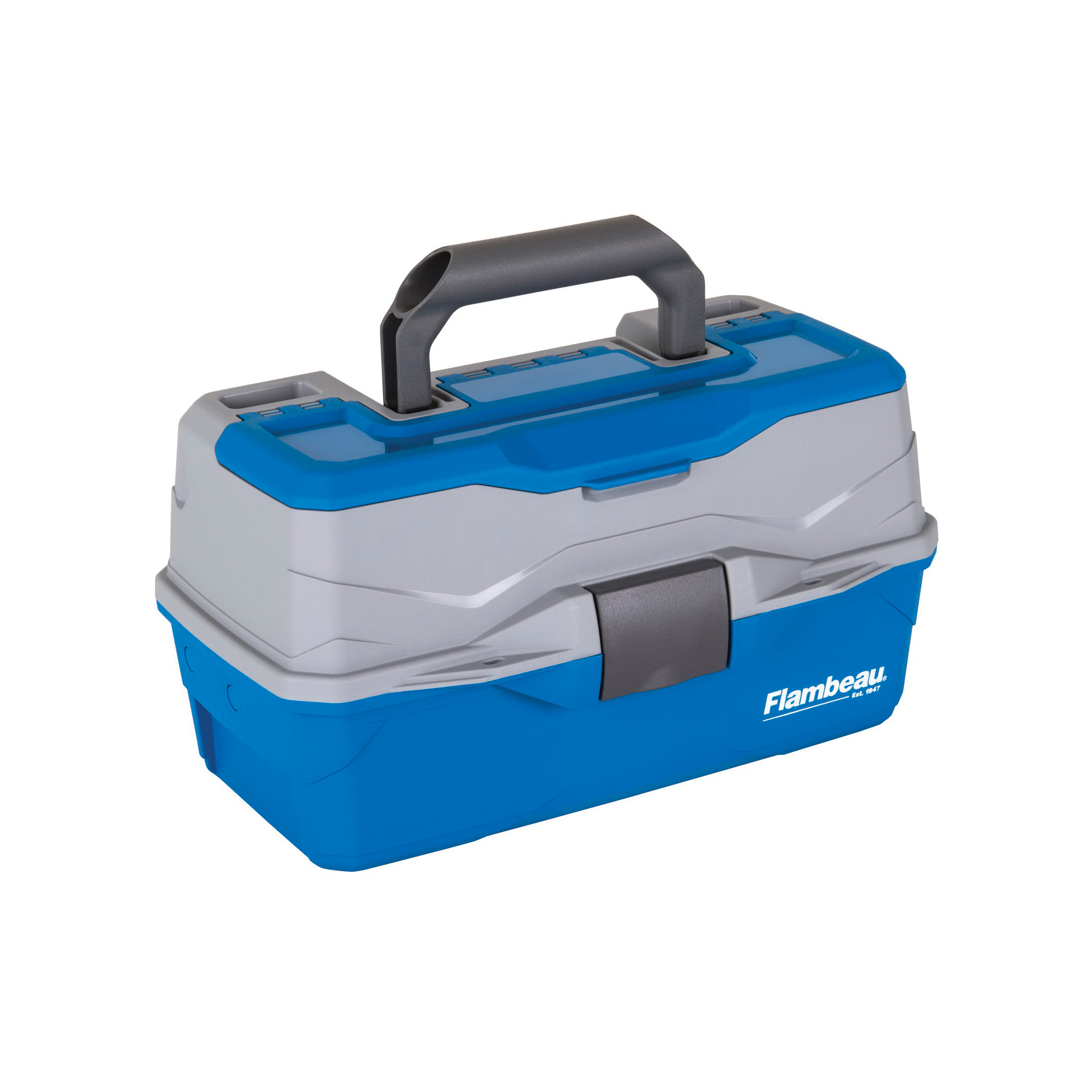 Flambeau Outdoors Classic Series 6382TB Two-Tray Tackle Box, 8 in W, 7-1/2 in D, 15-Compartment, Plastic, Blue/Gray - 2