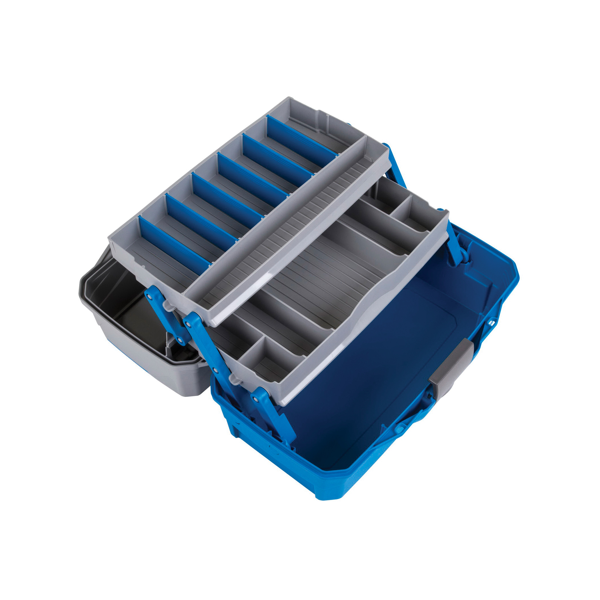 Flambeau Outdoors Classic Series 6382TB Two-Tray Tackle Box, 8 in W, 7-1/2 in D, 15-Compartment, Plastic, Blue/Gray - 4