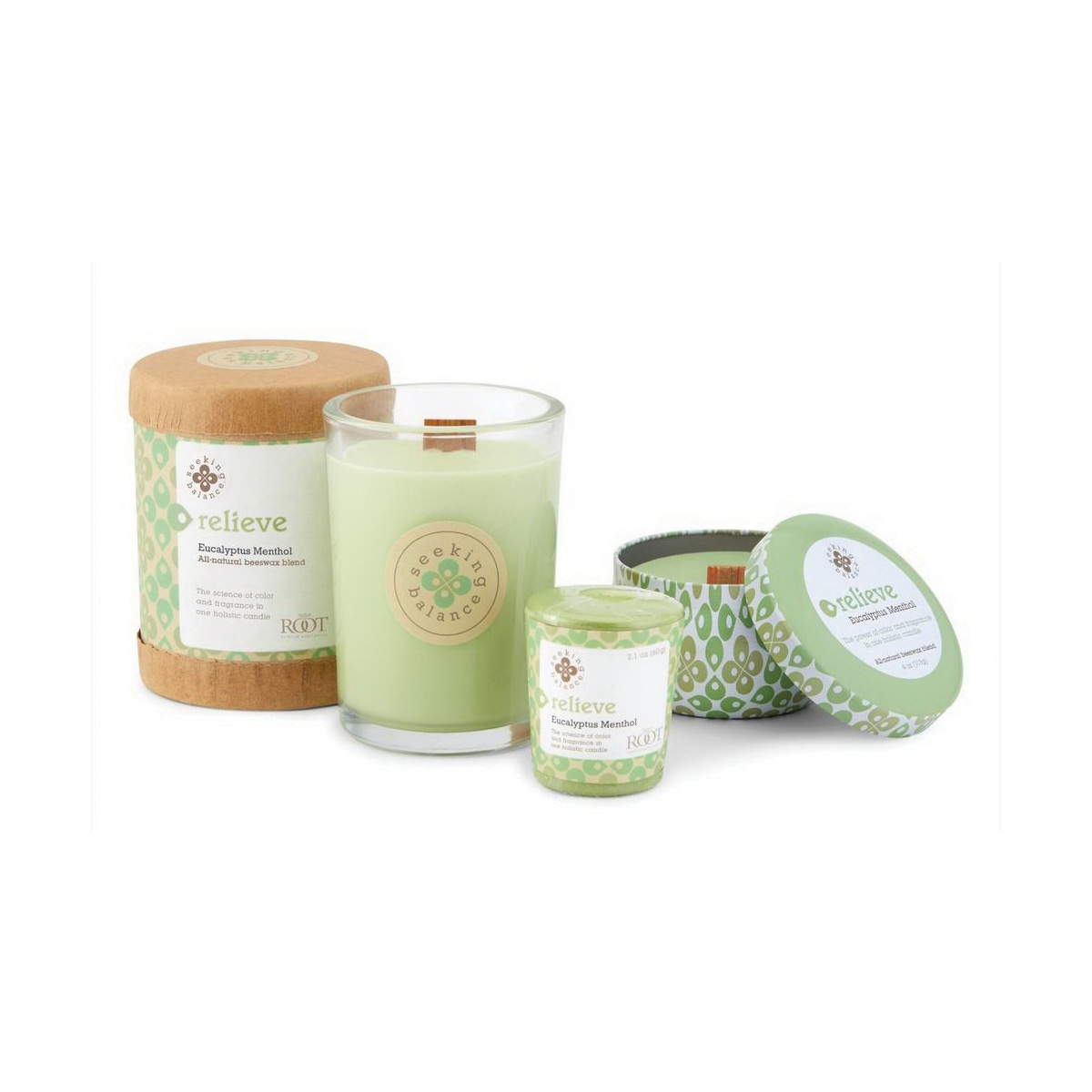 Root Seeking Balance Spa 9941269 Candle, 6.5 oz Candle, Eucalyptus Menthol Fragrance, 65 hr Burning, Green Candle - 2