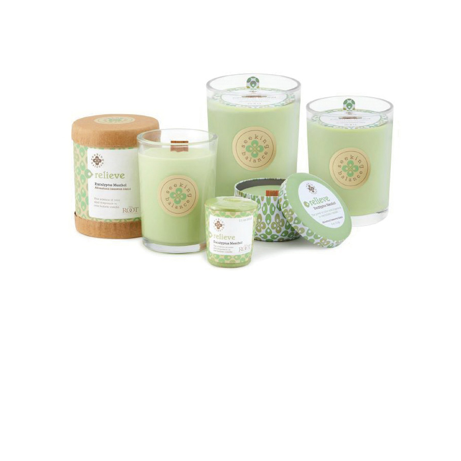 Root Seeking Balance Spa 9941269 Candle, 6.5 oz Candle, Eucalyptus Menthol Fragrance, 65 hr Burning, Green Candle - 3