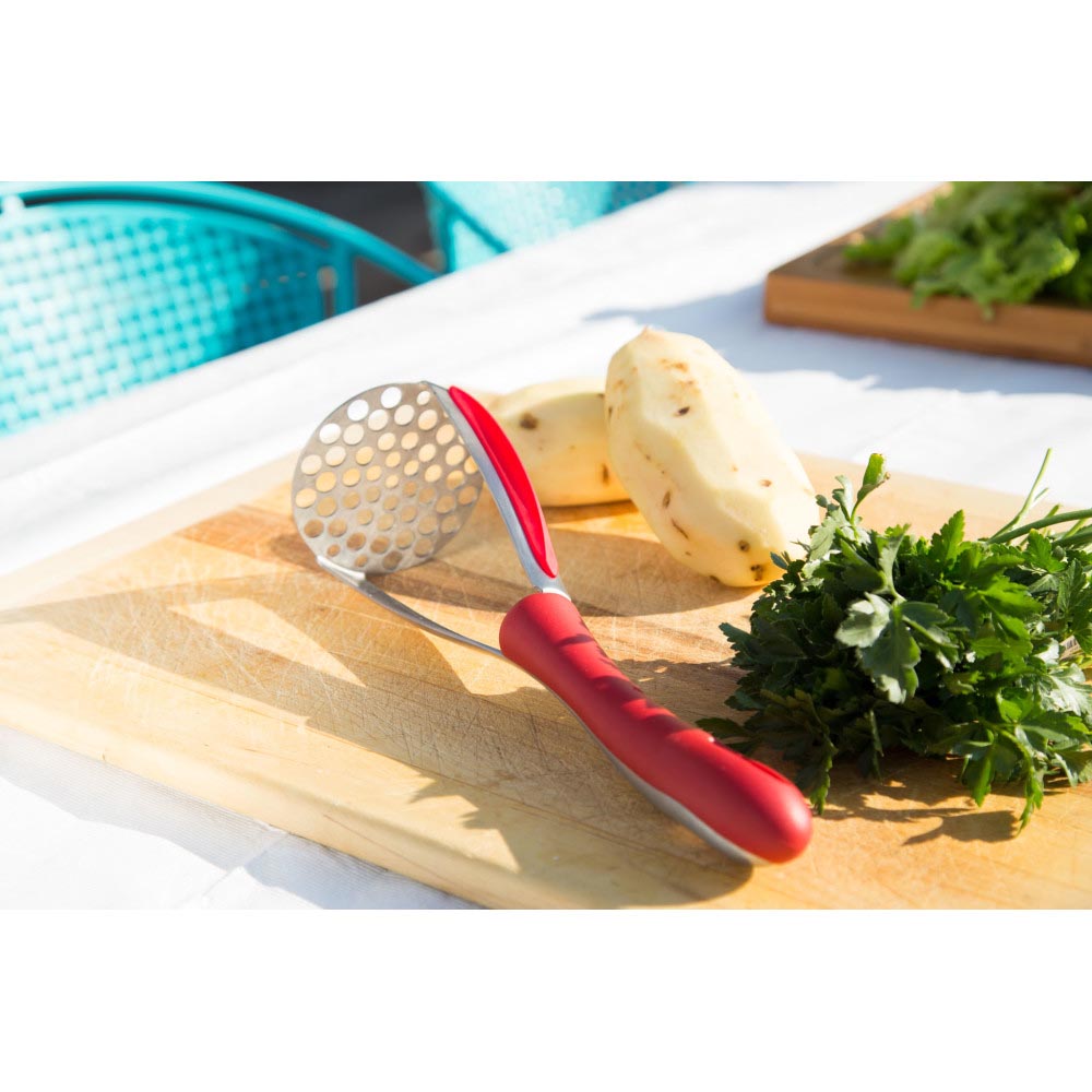 Zyliss E980044U Potato Masher, 3.74 in L, Rubber/Stainless Steel/Silicone, Red/Silver, Soft Touch Handle - 4