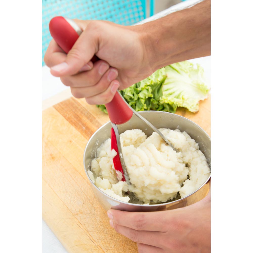 Zyliss E980044U Potato Masher, 3.74 in L, Rubber/Stainless Steel/Silicone, Red/Silver, Soft Touch Handle - 5