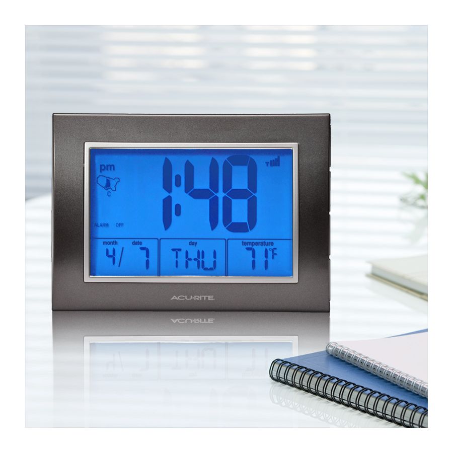 AcuRite 13131A4 Alarm Clock, Alkaline Battery, AA Battery, LCD Display, Plastic Case, Gray Case - 2