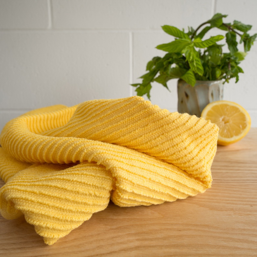 Now Designs by Danica 197535 Ripple Dish Cloth, 28 in L, 18 in W, Terry Cotton, Lemon - 2