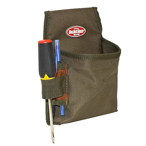 Bucket Boss FlapFit Series 54160 Fastener Pouch, 3-Pocket, Polyester, Brown/Green, 8-1/2 in W, 9-1/2 in H, 7-1/4 in D - 2