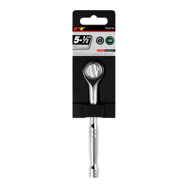 Performance Tool W36106 Ratchet, 1/4 in Drive, 5-1/2 in OAL, Chrome - 2