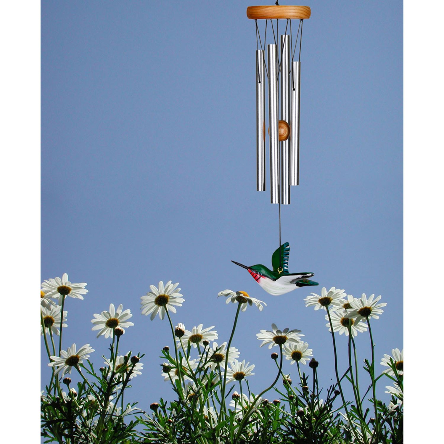 Woodstock Chimes HBRS Windchime, Aluminum/Ash Wood, Silver, Cherry, Hang Mounting - 2