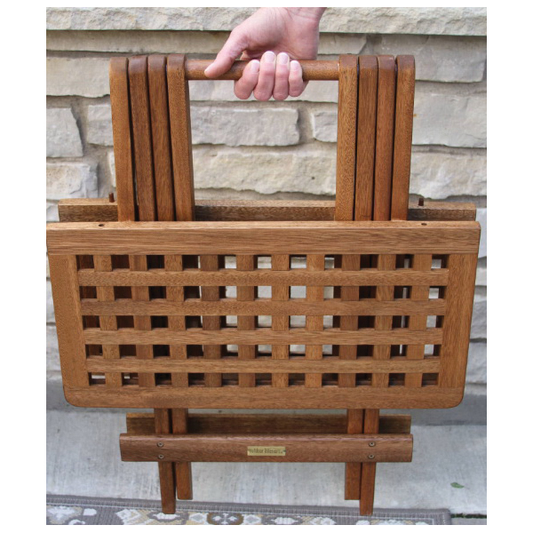 Outdoor Interiors 10070 Side Table, 20 in W, 20 in D, 19-1/2 in H, Eucalyptus Frame, Eucalyptus Table, Foldable - 2