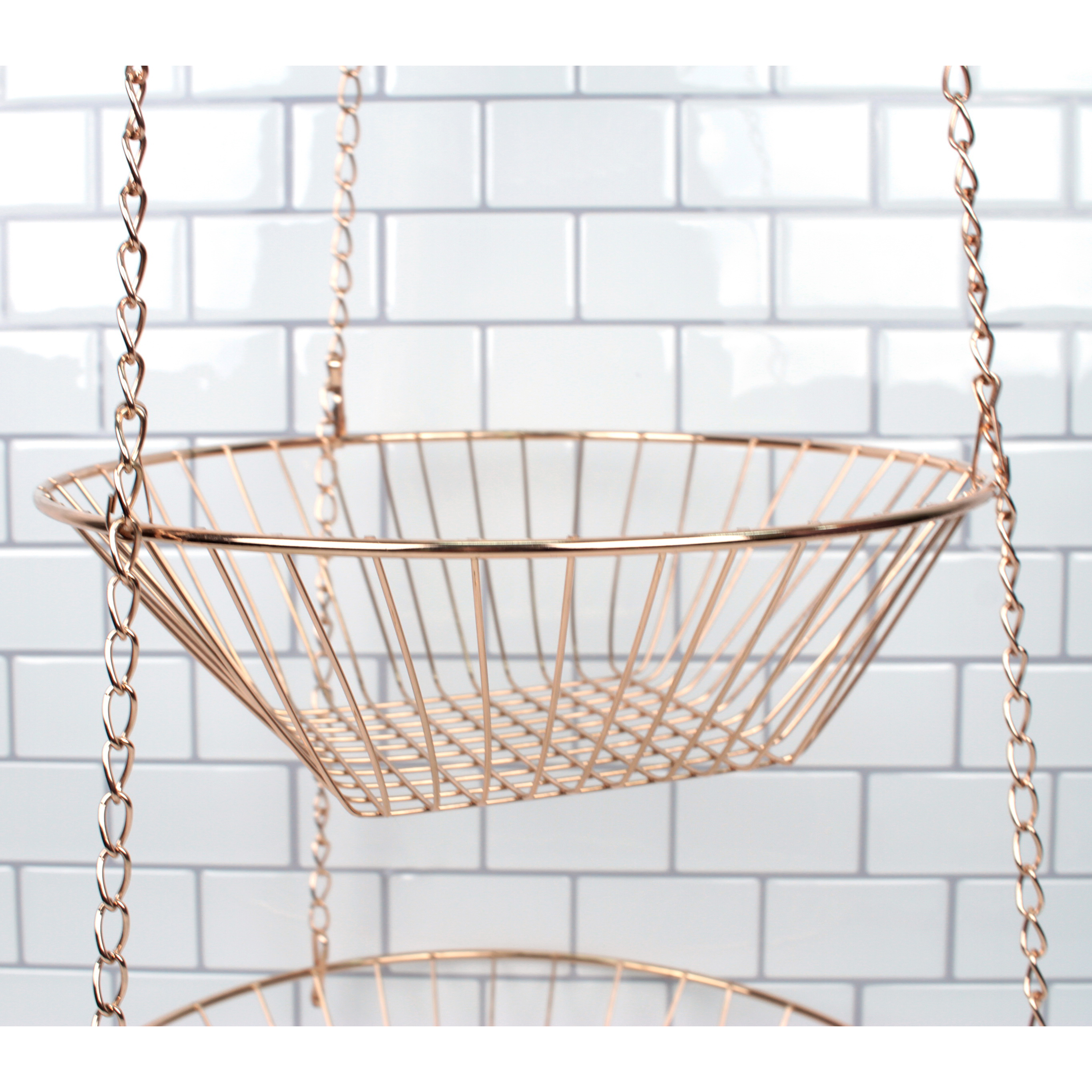 Rsvp International CB-303 3-Tier Hanging Basket, 10 lb, 3-Compartment, Copper - 3