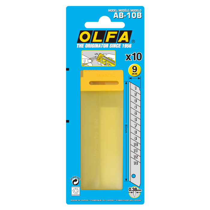 Olfa AB-10B Standard-Duty Blade, 80 mm L, Stainless Steel, Angle Edge - 2