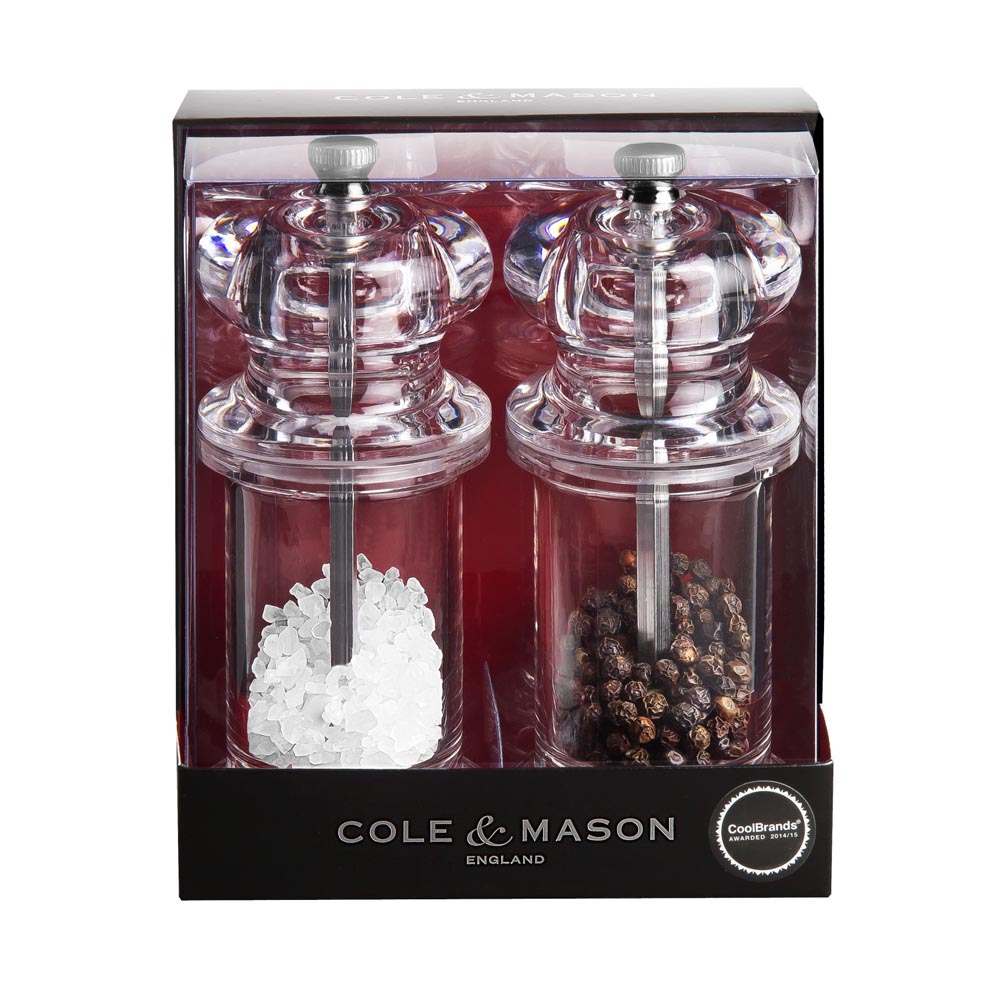 Cole & Mason H50518P Salt and Pepper Mill Gift Set, Acrylic, Clear - 2