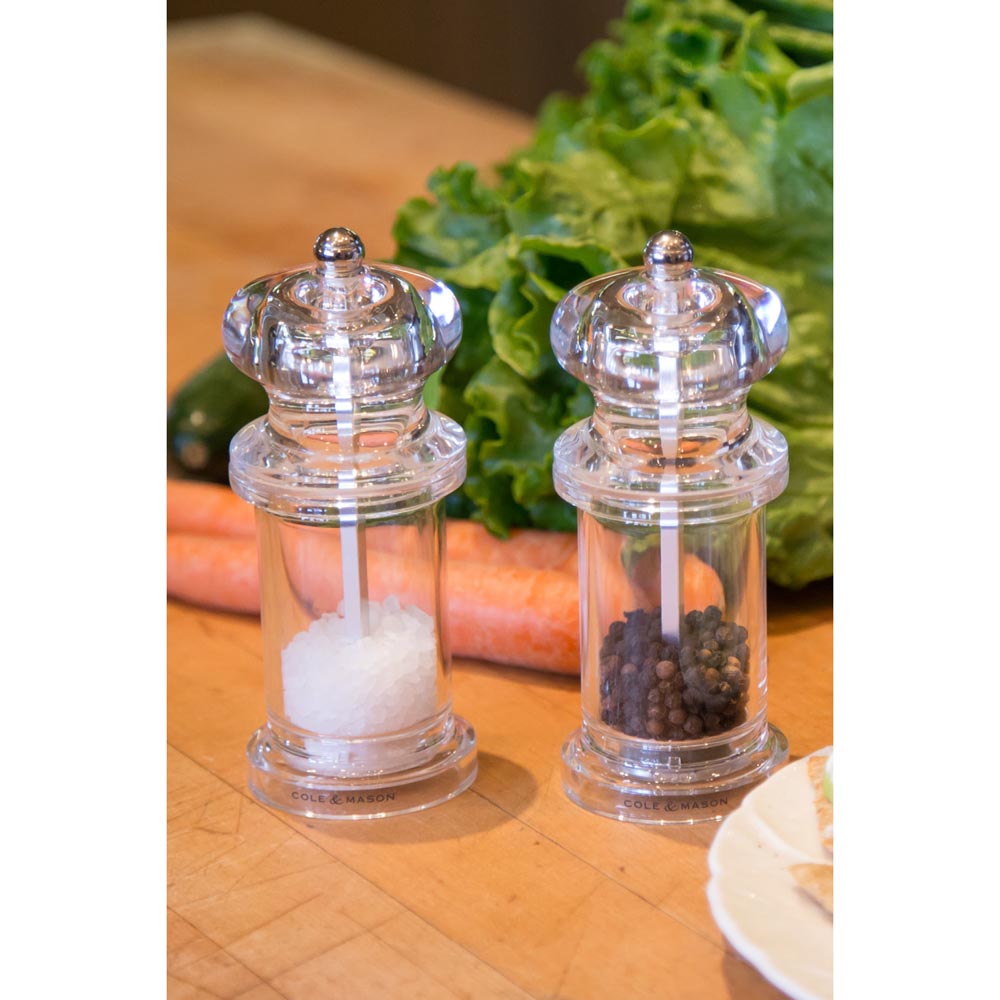 Cole & Mason H50518P Salt and Pepper Mill Gift Set, Acrylic, Clear - 5