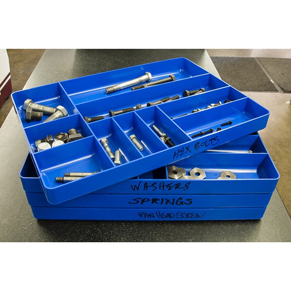 Ernst 5012-Blue Tray Organizer, 16 in L, 11 in W, 1-1/2 in H, 10-Compartment, Blue - 2