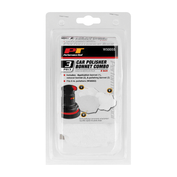 Performance Tool W50055 Polishing Bonnet, 6 in Dimensions, 3/PK - 2