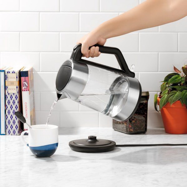 Oxo 8710300 Cordless Electric Kettle, 1.75 L Capacity, Borosilicate Glass/Stainless Steel, Black/Stainless Steel, 9 in L - 2
