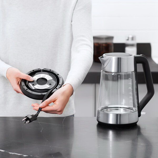 Oxo 8710300 Cordless Electric Kettle, 1.75 L Capacity, Borosilicate Glass/Stainless Steel, Black/Stainless Steel, 9 in L - 4