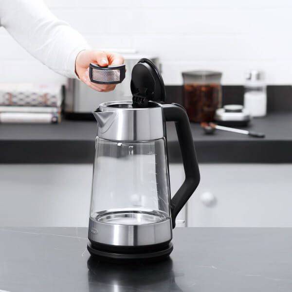 Oxo 8710300 Cordless Electric Kettle, 1.75 L Capacity, Borosilicate Glass/Stainless Steel, Black/Stainless Steel, 9 in L - 5