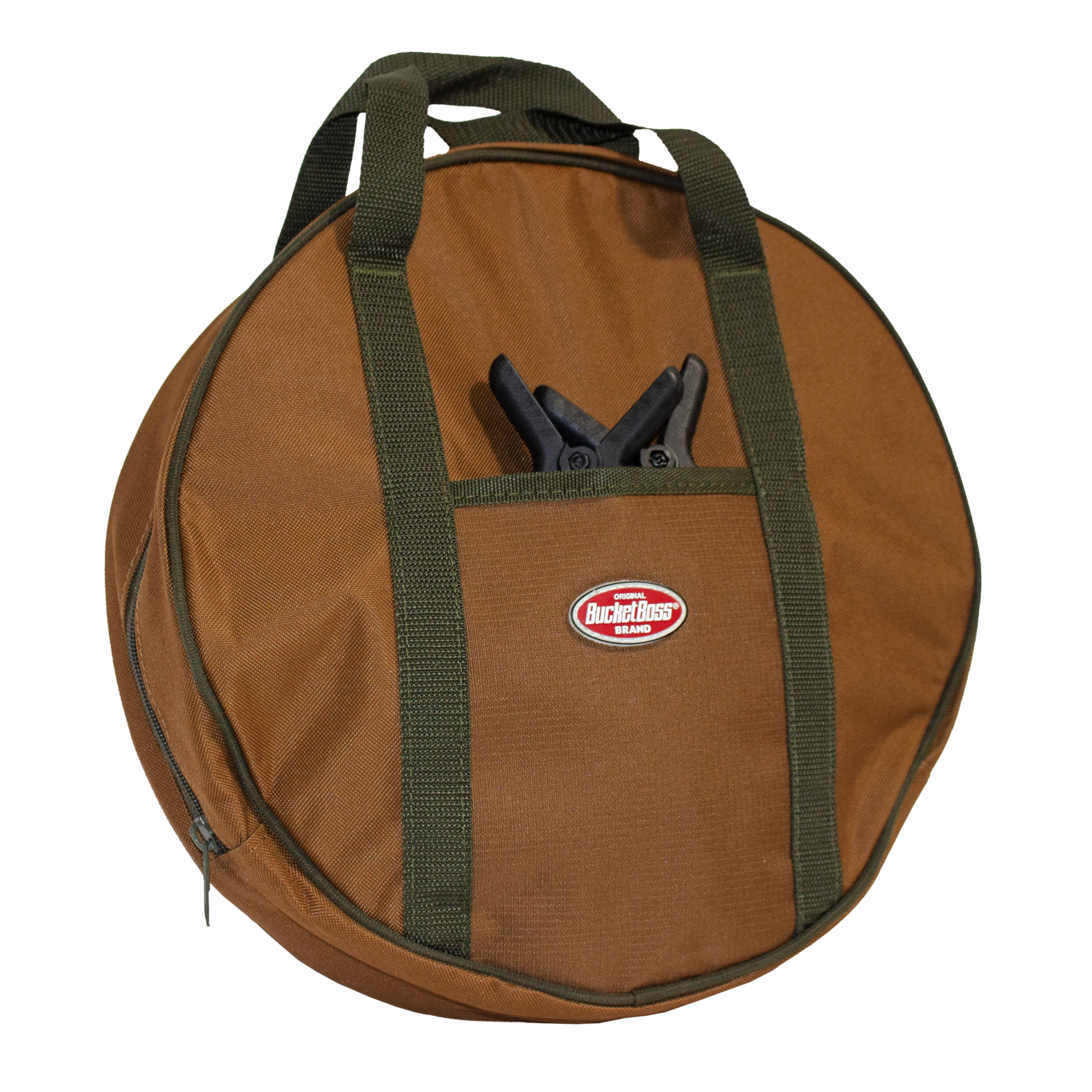 Bucket Boss 69000 Cable Bag, 14 in W, 1-1/2 in D, 14-1/4 in H, Poly Ripstop, Brown/Green - 2