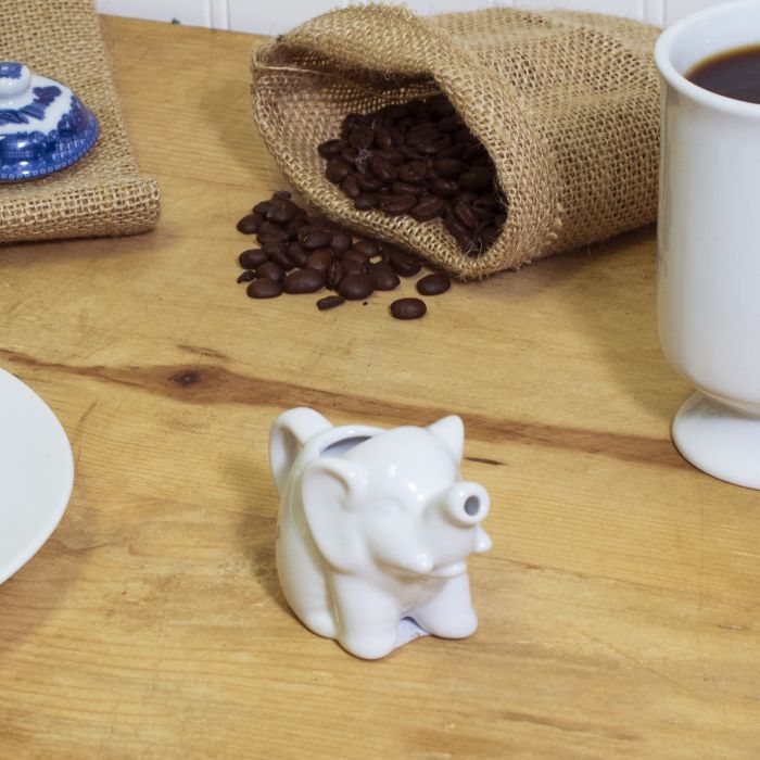 HIC NT-1096 Creamer Dispenser, 2 oz Capacity, Elephant, Porcelain, White - 2