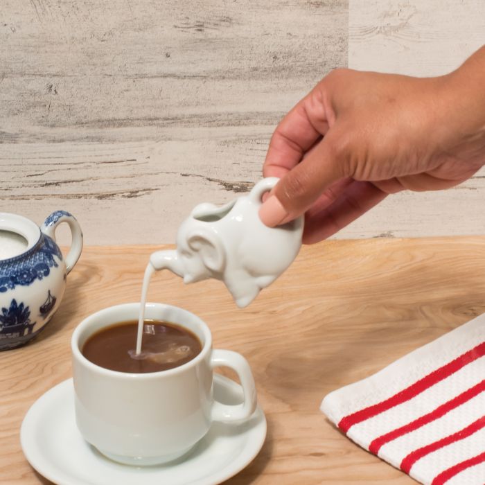 HIC NT-1096 Creamer Dispenser, 2 oz Capacity, Elephant, Porcelain, White - 3