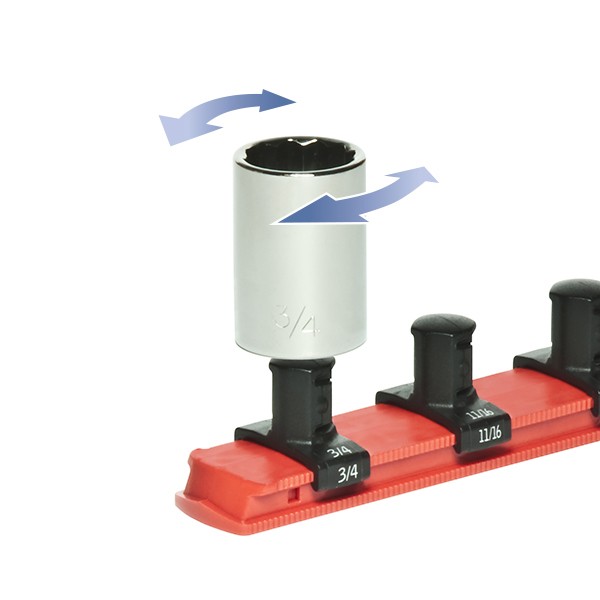 Ernst 8416 Series Socket Organizer with Twist Lock Clip, Specifications: 1/2 in Socket Drive, Plastic, Red - 3