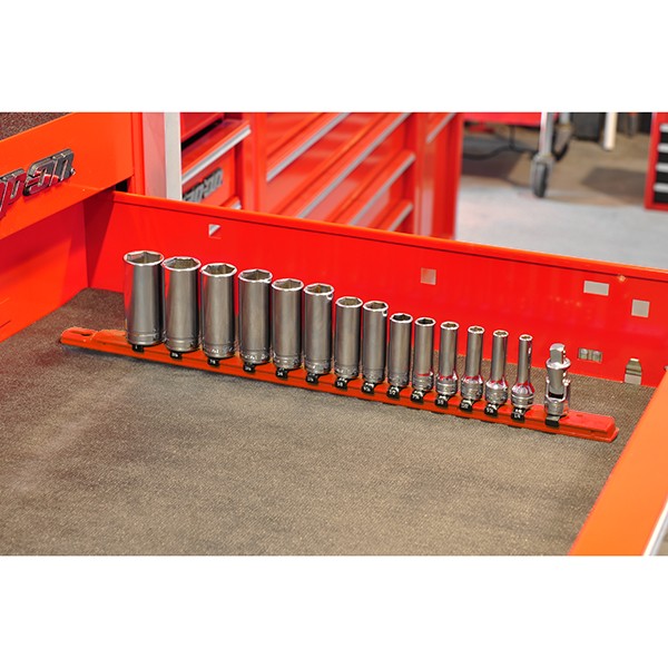 Ernst 8416 Series Socket Organizer with Twist Lock Clip, Specifications: 1/2 in Socket Drive, Plastic, Red - 5