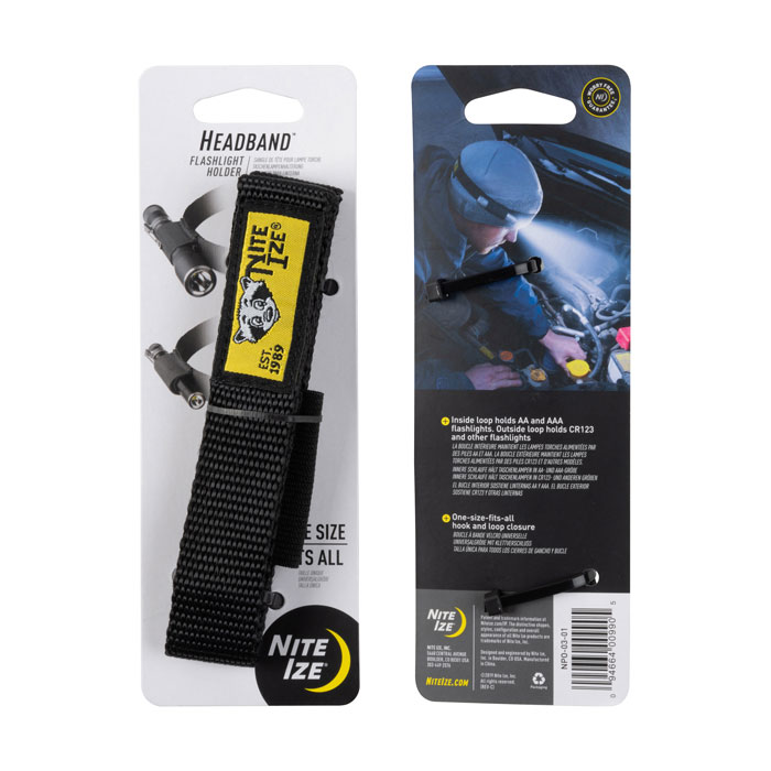 Nite Ize NPO-03-01 Headband Flashlight Holder, Black, For: AAA, AA or L123 Flashlight - 5