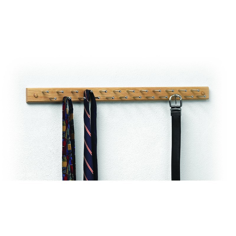 Spectrum 344-70 Tie and Belt Organizer, 24-Hook, 24 in OAW, Steel/Wood, Natural - 2