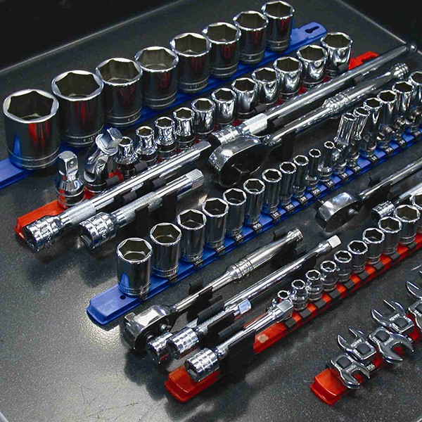 Ernst 8417 Series Socket Organizer with Twist Lock Clip, Specifications: 1/4 in Socket Drive, Plastic, Blue - 2