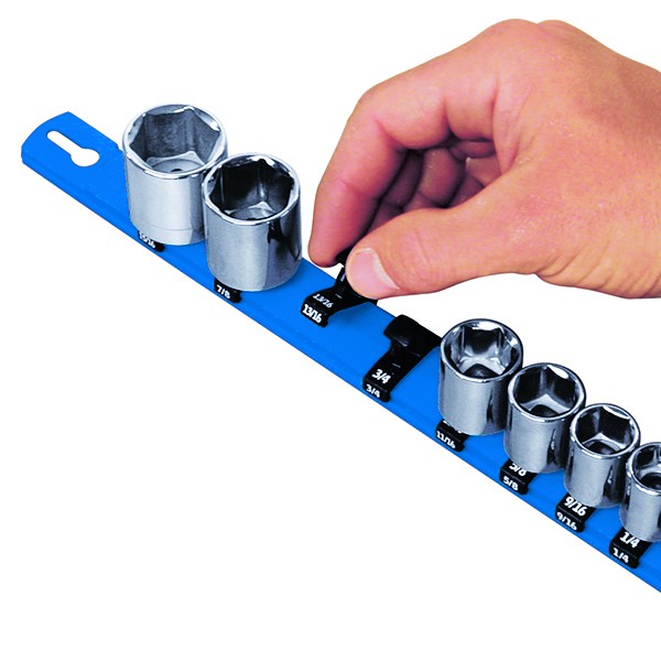 Ernst 8417 Series Socket Organizer with Twist Lock Clip, Specifications: 1/4 in Socket Drive, Plastic, Blue - 3