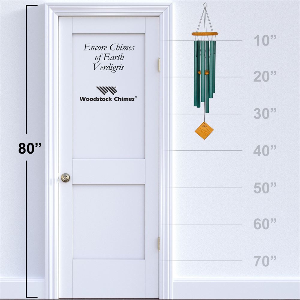 Woodstock Chimes DCV37 Windchime, Aluminum/Wood, Verdigris, Cherry, Hang Mounting - 4