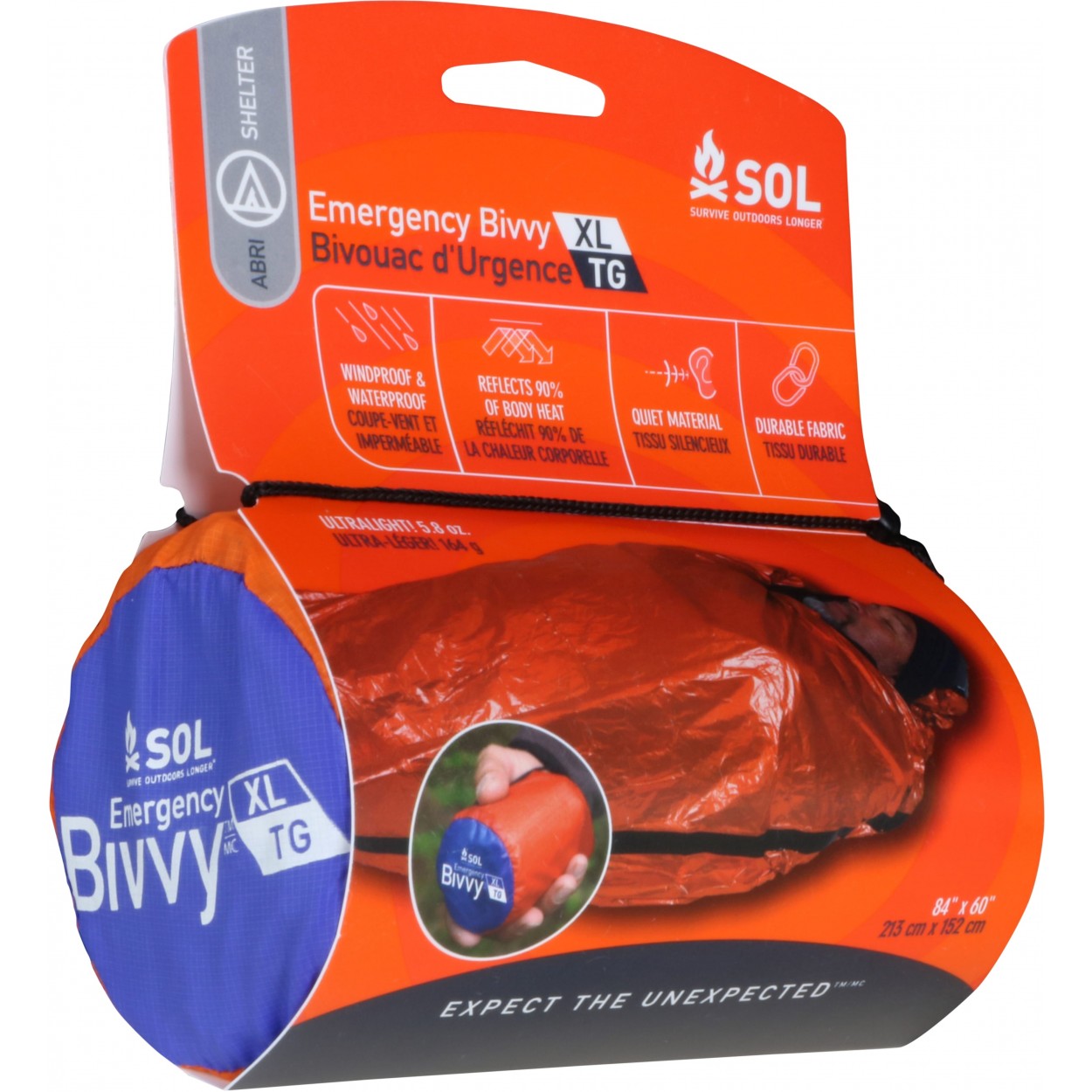 SOL Survive Outdoors Longer 0140-1139 XL Emergency Bivvy, 60 in W, Polyethylene - 3