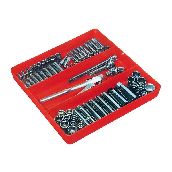 Ernst 5020-Red Compartment Organizer Tray, 10-1/2 in L, 10-1/2 in W, 1-1/2 in H, 3-Compartment, Red - 2