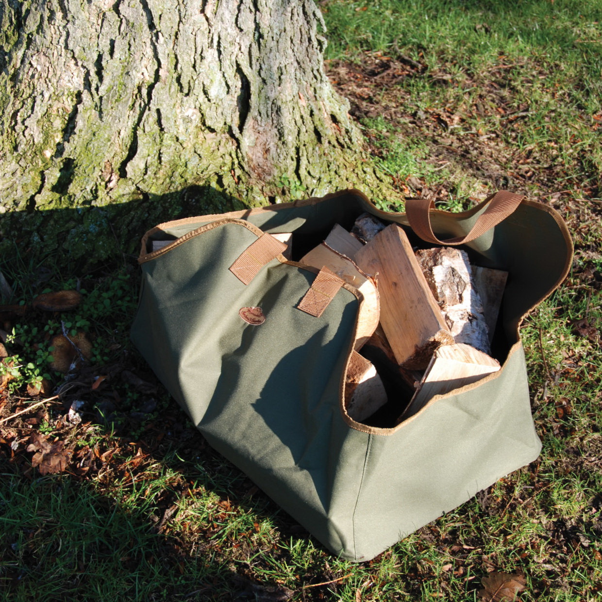 Esschert Design Garden Tools GT22 Wood Log Carrier, 24 in W, 16 in D, 16 in H, Canvas - 3