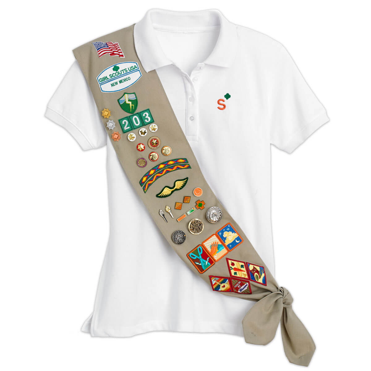 Girl Scouts 05150 Cadet/Senior Sash, Specifications: Regular Size, Cotton/Polyester, Khaki - 2