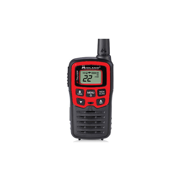 Midland EX37VP Walkie Talkie Kit, FRS/GMRS Band, 22-Channel, 0.5 W Output, LCD Display, Black/Red - 3