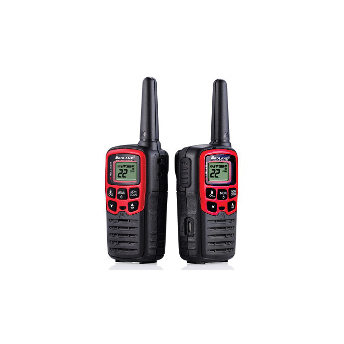 Midland EX37VP Walkie Talkie Kit, FRS/GMRS Band, 22-Channel, 0.5 W Output, LCD Display, Black/Red - 4