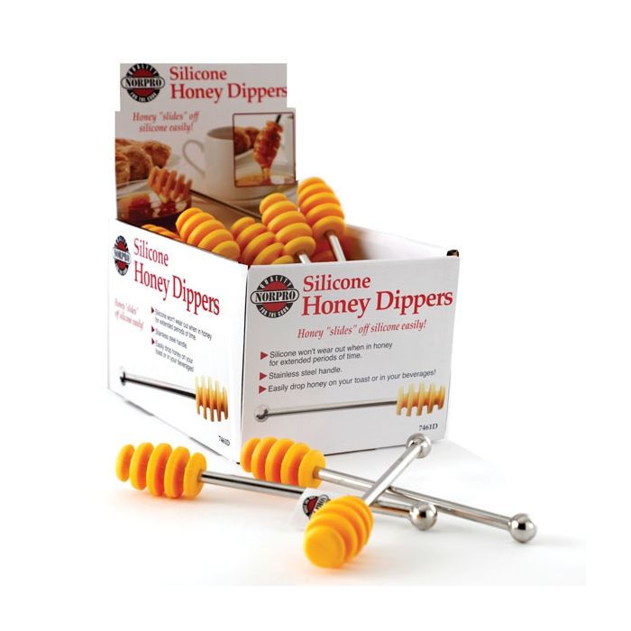 Norpro 7461D Honey Dipper, 6 in L, Stainless Steel/Silicone - 2
