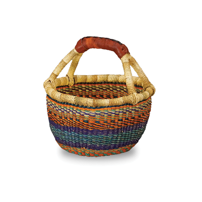 African Market Baskets G-150 Large Mini Basket, Round, Assorted - 3