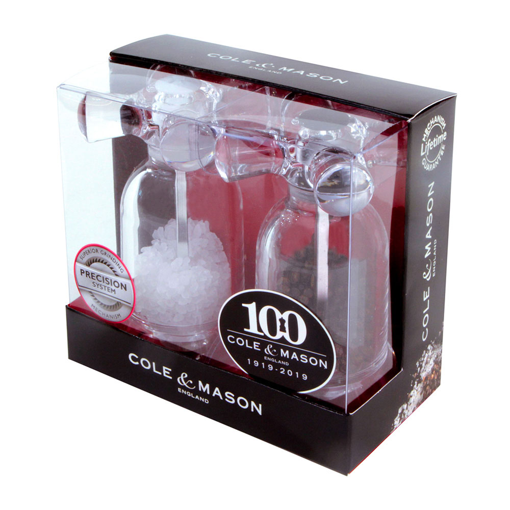 Cole & Mason H63018P Salt and Pepper Mill Set, Acrylic, Clear - 3