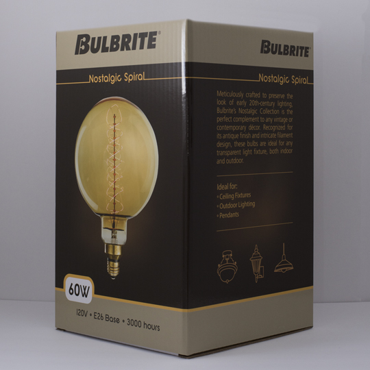 Bulbrite 137401 Incandescent Bulb, 60 W, G63 Lamp, Medium E26 Lamp Base, 160, 2200 K Color Temp, Amber - 4