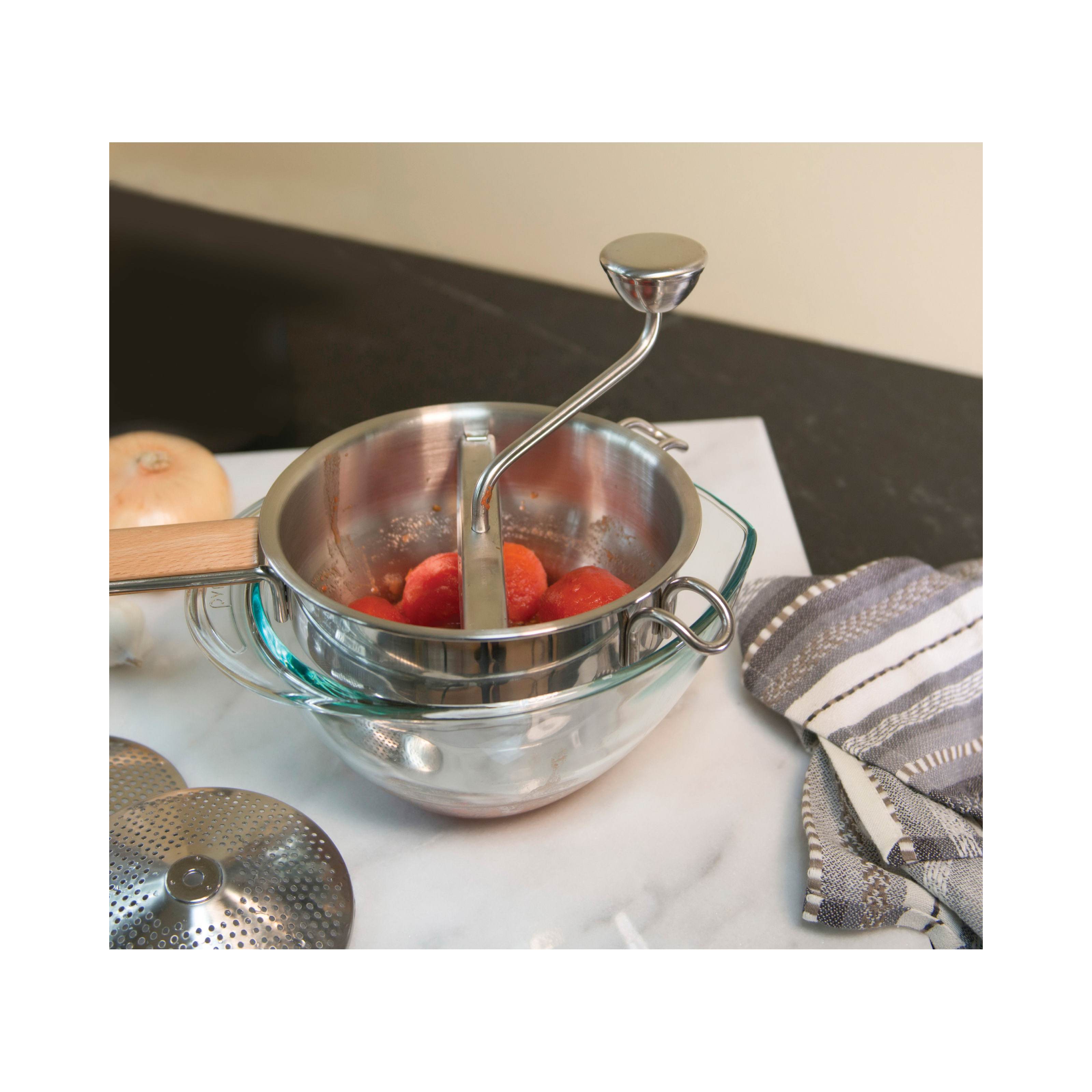 Endurance FDML Food Mill, 8 in Dia, 4 in H, 18/8 Stainless Steel - 2